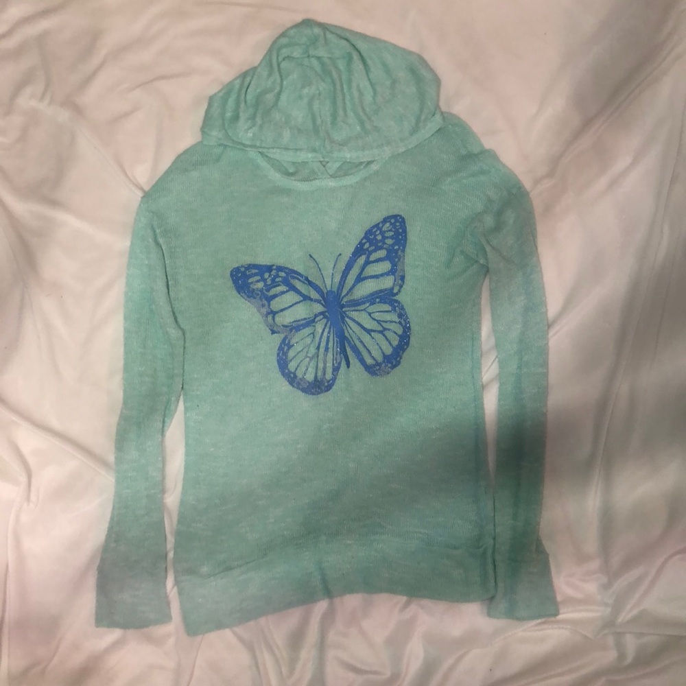 Knit sweater with hood
